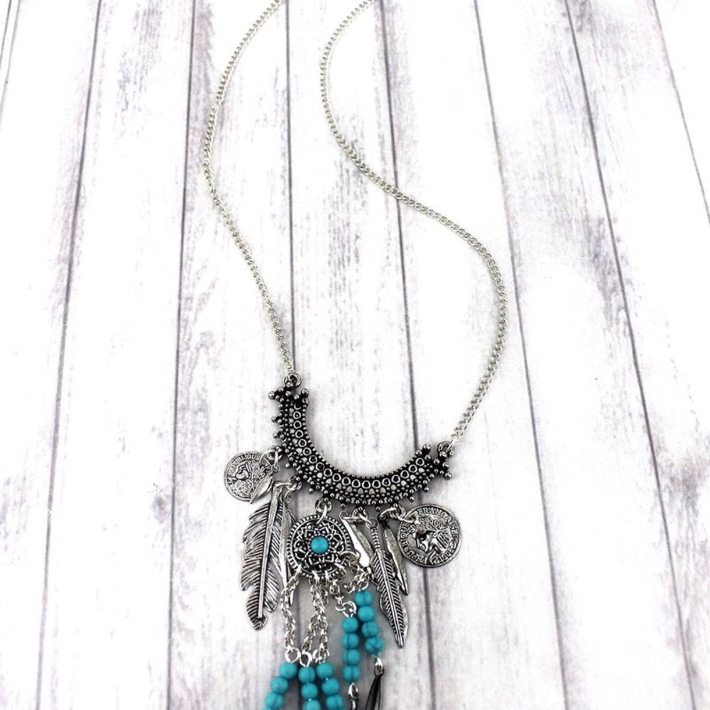 Boho Gypsy Turquoise Necklace - Picture 2 of 2